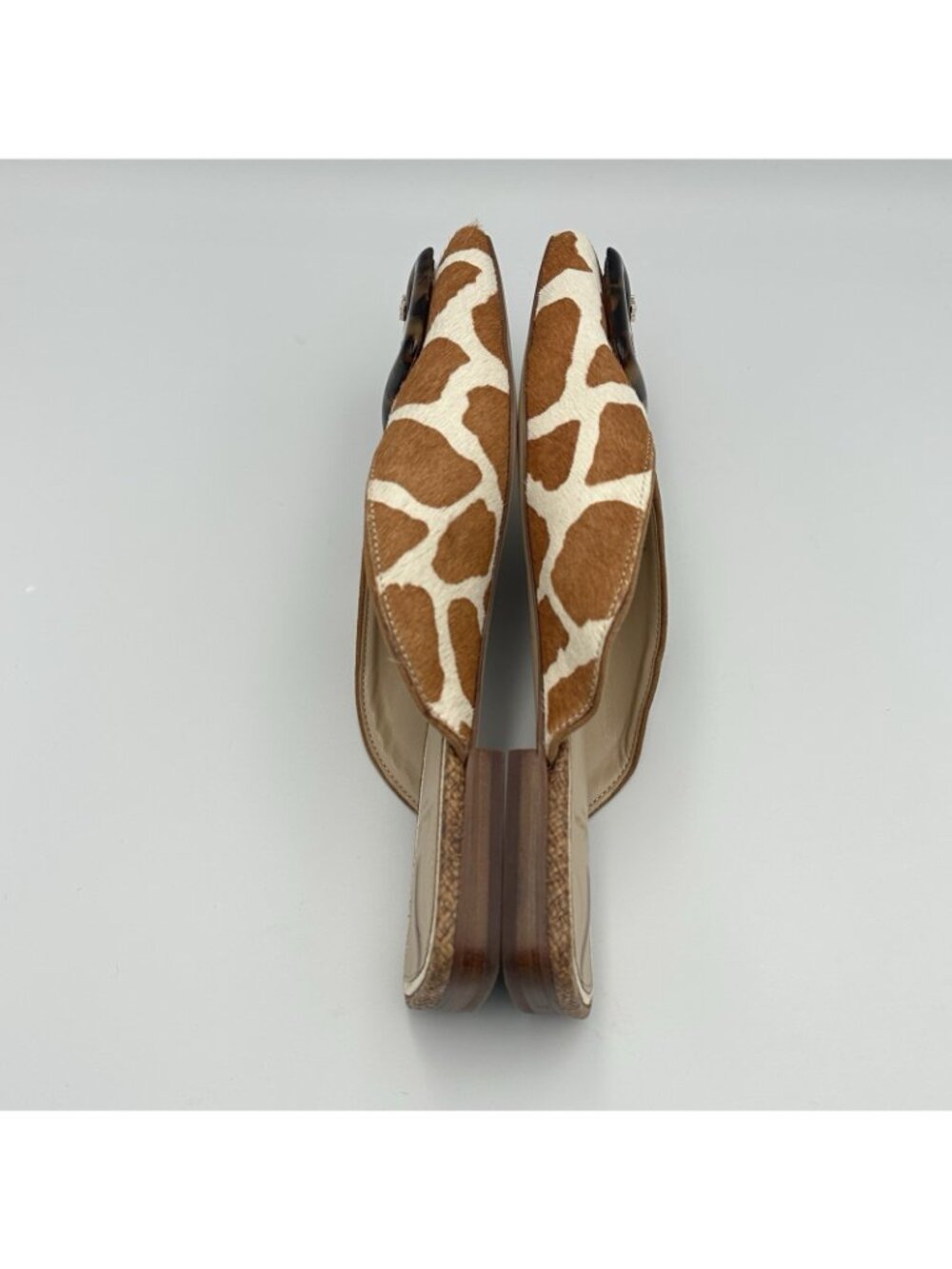 Sam Edelman Brown White Giraffe Print Slide Loafers with Buckle - Picture 7 of 10